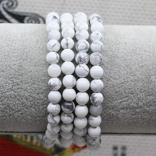Howlite Natural Stone Crystal Bead Bracelet (6mm)